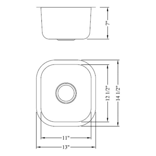 IPT Sinks 18 Gauge 13 Inch x 14 Inch Single Bowl Stainless Steel Undermount Sink