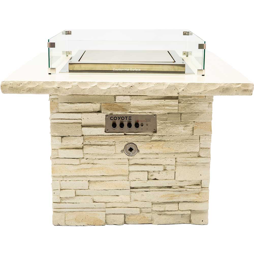 Blazing Beats 38 Inch 120000 BTU Natural Gas Square Fire Table with Bluetooth Speaker   Gala