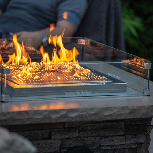 Blazing Beats 38 Inch 120000 BTU Natural Gas Square Fire Table with Bluetooth Speaker   Laguna Loft