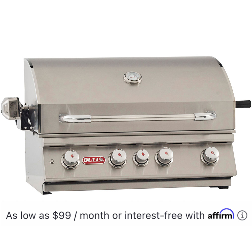 Affirm Bull BBQ Angus 30 Inch 4 Burner Built In Natural Gas Grill with Rear Infrared Burner 47629 Closed Angle Right