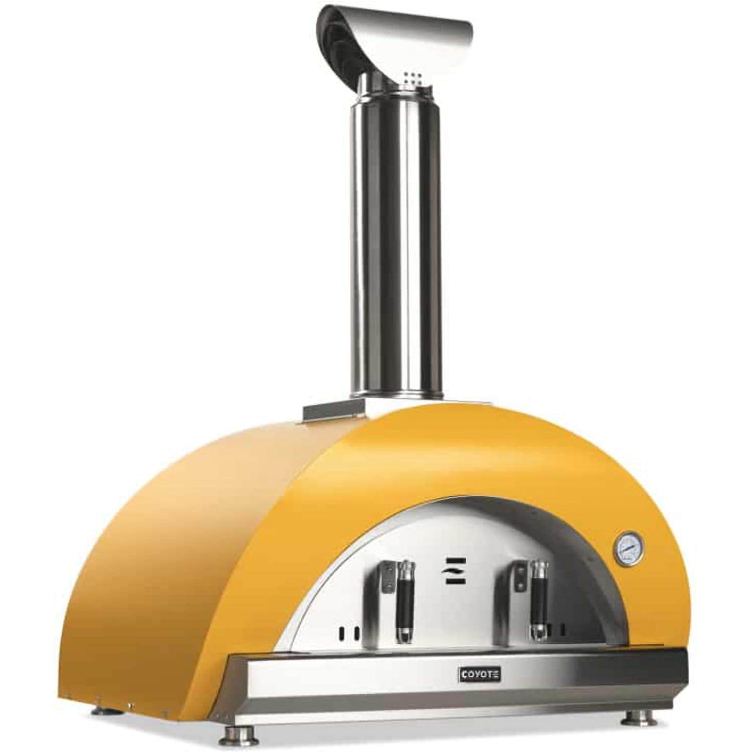 Coyote DUOMO 40 Inch Countertop Wood Fired Outdoor Pizza Oven Yellow RightAngle